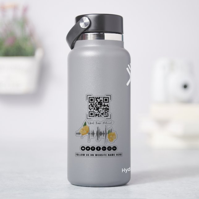 Sticker Code QR du podcast illustré moderne Suivre (HydroFlask)