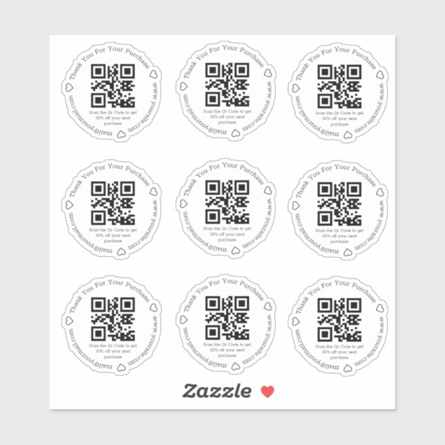 Sticker code qr élégant petite entreprise remise merci (Feuille)