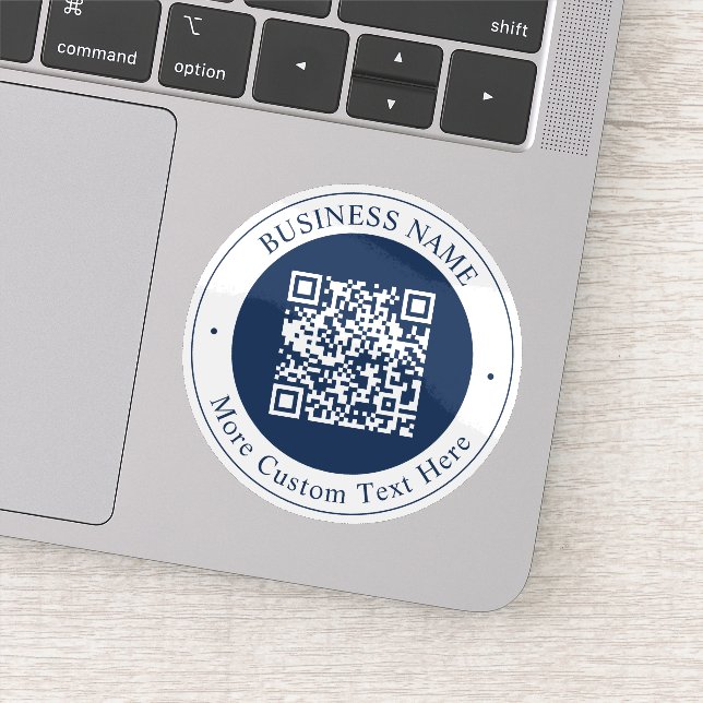 Sticker Code QR personnalisable & Texte | Bleu marine fonc (Détail)