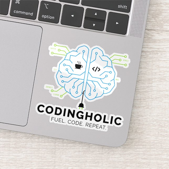 Sticker Codingholic Tech Brain Programmer  (Détail)