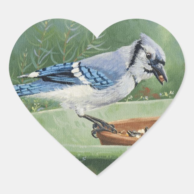 Sticker Cœur 0481 Jay bleu à l'alimentation (Devant)