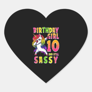 Sticker Cœur 10e anniversaire fille Dabbing Unicorn 10 ans rue