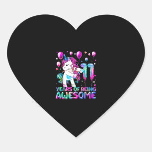 Sticker Cœur 11 ans d'être génial 11e anniversaire fille Unico