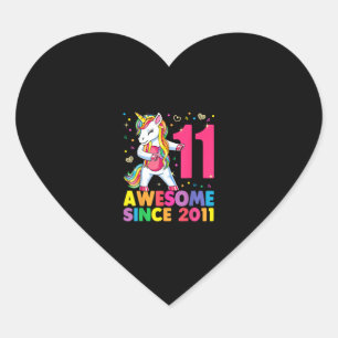 Sticker Cœur 11 Ans Unicorne Flossing 11e Anniversaire Girl U