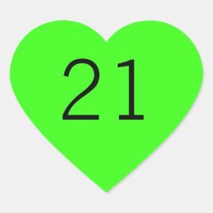 Sticker Cœur 21 Vingt et un Neon Vert Couleur d'âge 2023