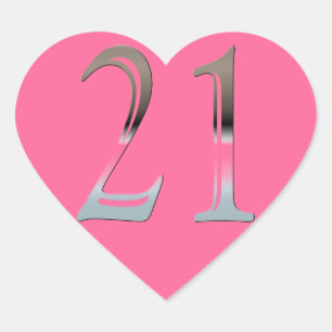 Sticker Cœur 21e anniversaire Argent   Numéro 21