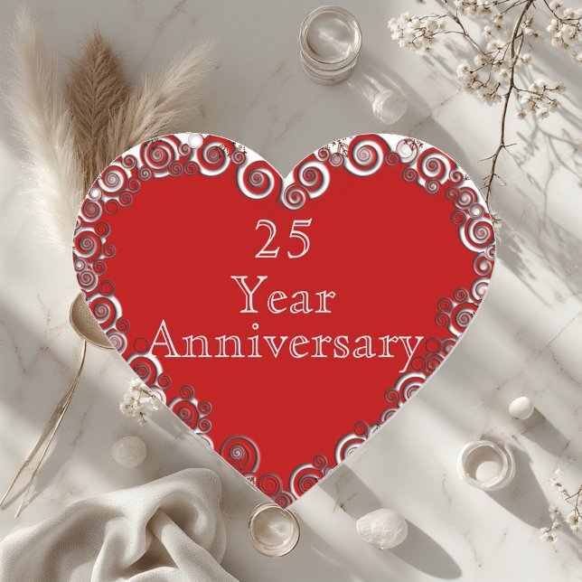 Sticker Cœur 25 Year Anniversary Milestone Romantic Modern  (25 Year Anniversary Milestone Romantic Modern Heart Sticker)