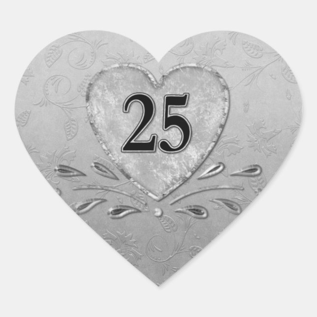 Sticker Cœur 25e anniversaire d'argent Coeur (Devant)
