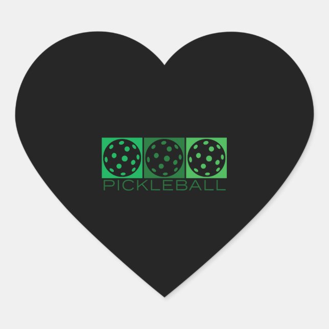 Sticker Cœur 3 Pickleballs verts transparents (Devant)