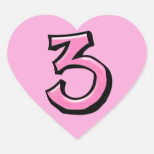 Sticker Coeur 3 rose Silly Number
