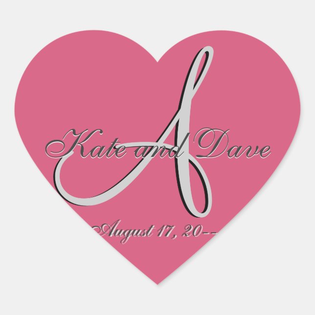 Sticker Cœur 3e Monogramme Faveur de mariage V (Devant)