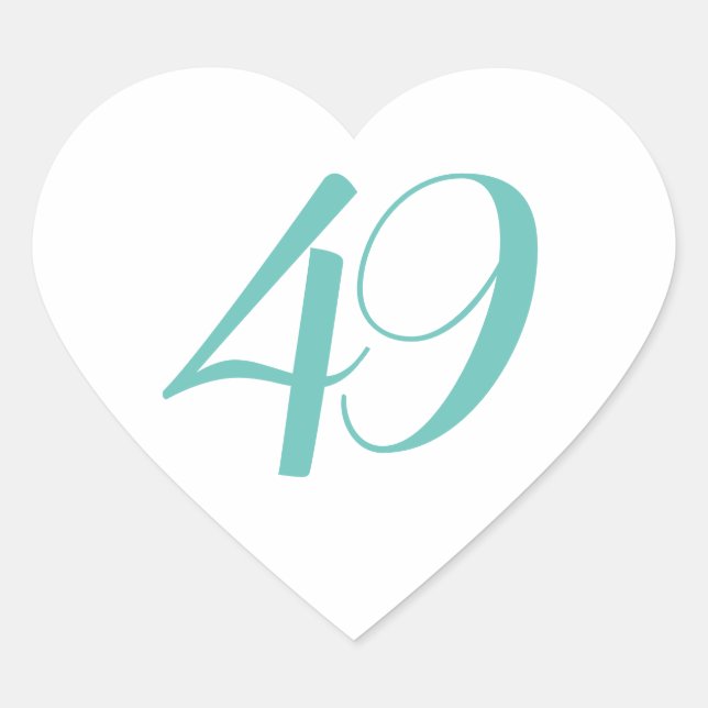 Sticker Cœur 49e fête d'anniversaire Turquoise Quarante-neuf an (Devant)