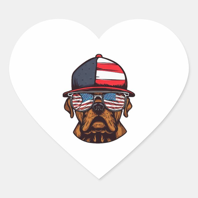 Sticker Cœur 4 juillet boîte (Devant)