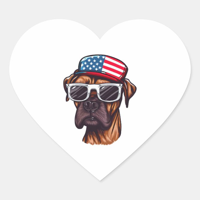 Sticker Cœur 4 juillet de boxe (Devant)