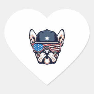 Sticker Cœur 4 juillet du week-end de French Bulldog
