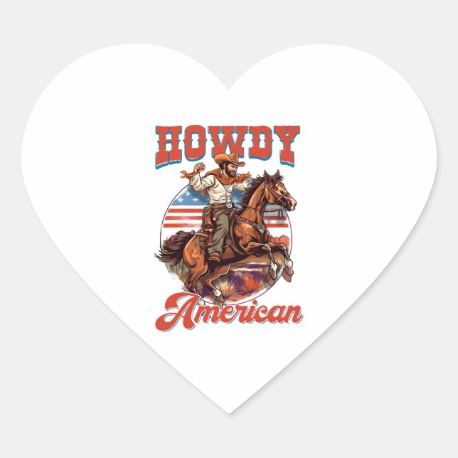 Sticker Cœur 4 juillet Howdy american (Devant)
