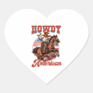 Sticker Cœur 4 juillet Howdy american