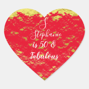 Sticker Cœur 50 et fabuleux or rouge Parties scintillant Monogr