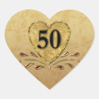Sticker Cœur 50e Anniversaire d'or Coeur