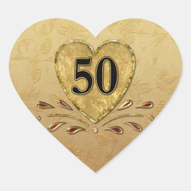 Sticker Cœur 50e Anniversaire d'or Coeur (Devant)