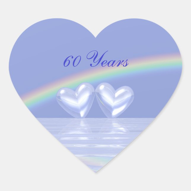 Sticker Cœur 60e anniversaire Coeurs de diamants (Devant)