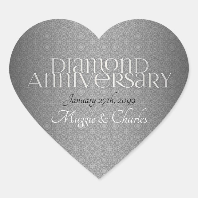 Sticker Cœur 60e anniversaire de Mariage diamant (Devant)