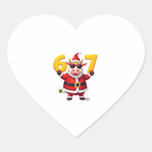 Sticker Cœur 67 Licorne de Noël 6 7 Mème pour filles enfants dr