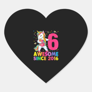 Sticker Cœur 6 Years Old Unicorn Flossing
