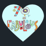 Sticker Cœur 70 and Fabulous Happy 70th Birthday<br><div class="desc">70 et fabuleux autocollant de coeur. Joyeux 70e anniversaire en lettres colorées autocollant coeur.</div>