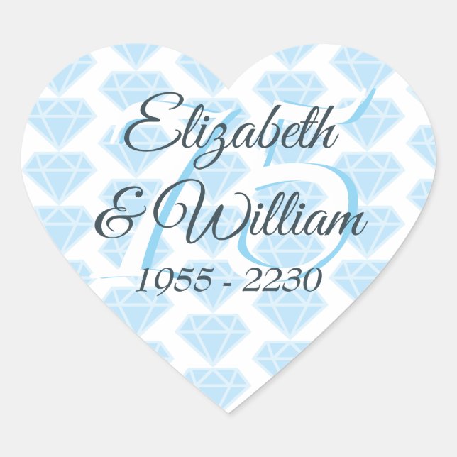 Sticker Cœur 75e anniversaire du Mariage Célébration du diamant (Devant)