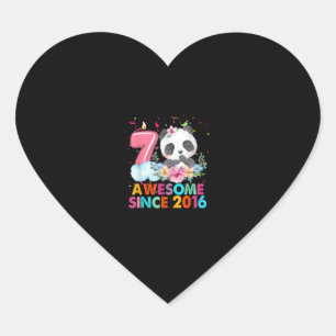 Sticker Cœur 7 Ancien Awesome depuis 2016 Panda 7e anniversaire