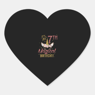Sticker Cœur 7 Anniversaire Cadeau fille Unicorn 7e anniversair