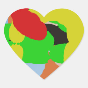 Sticker Cœur 8886 colorés art abstrait