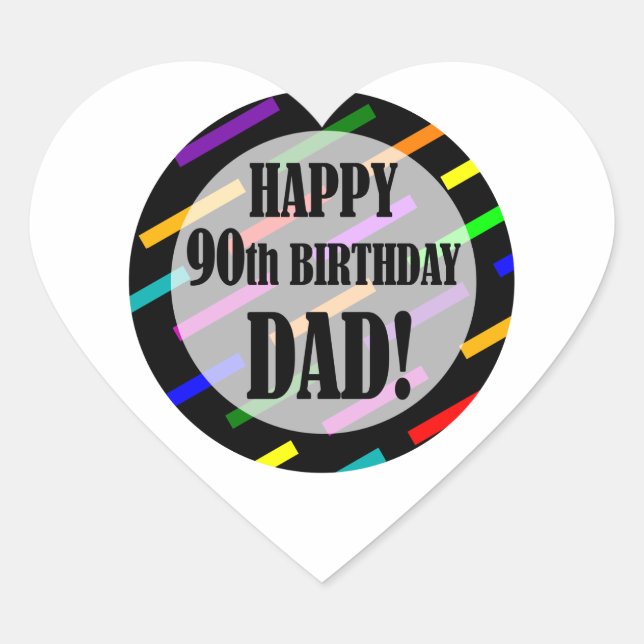 Sticker Cœur 90e anniversaire pour papa (Devant)