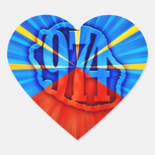 Sticker Cœur 974 Ile de la Réunion - Drapeau réunionnais