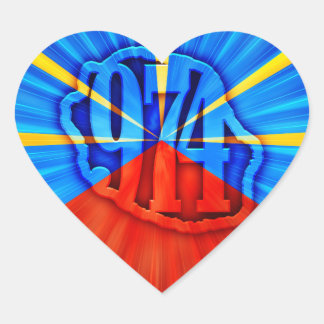 Sticker Cœur 974 Ile de la Réunion - Drapeau réunionnais