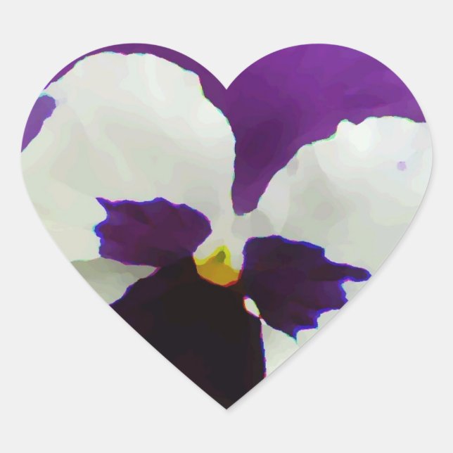 Sticker Cœur 9 Pansy peint blanc violet (Devant)