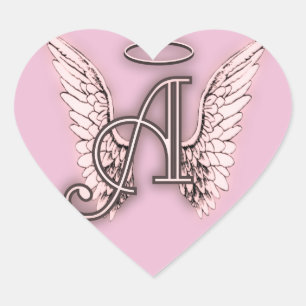 Sticker Cœur A est pour Angels Pink Heart