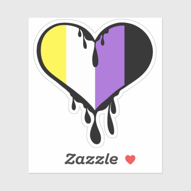Sticker Coeur à goutte non binaire (Feuille)