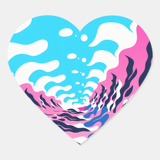 Sticker Cœur Abstract Dream Wave – Vibrant Surreal Flow (Devant)