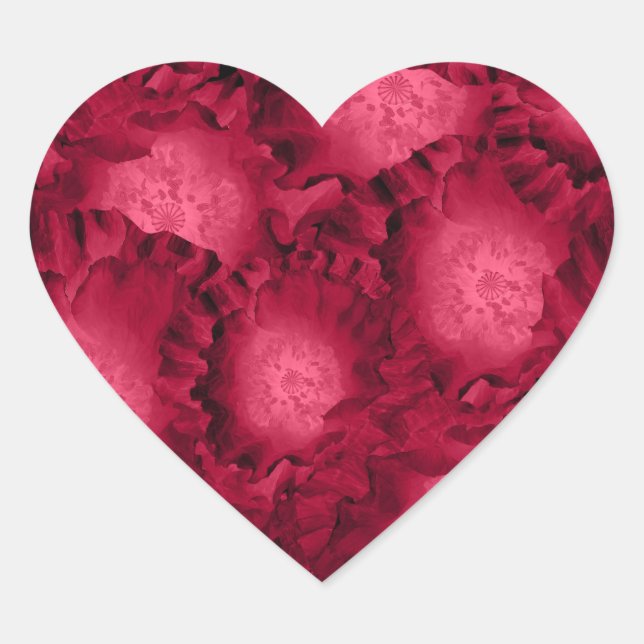 Sticker Cœur Abstract red roses poppy flowers floral romantic (Devant)
