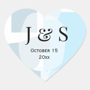 Sticker Cœur Abstrait moderne bleu minimaliste Mariage artistiq