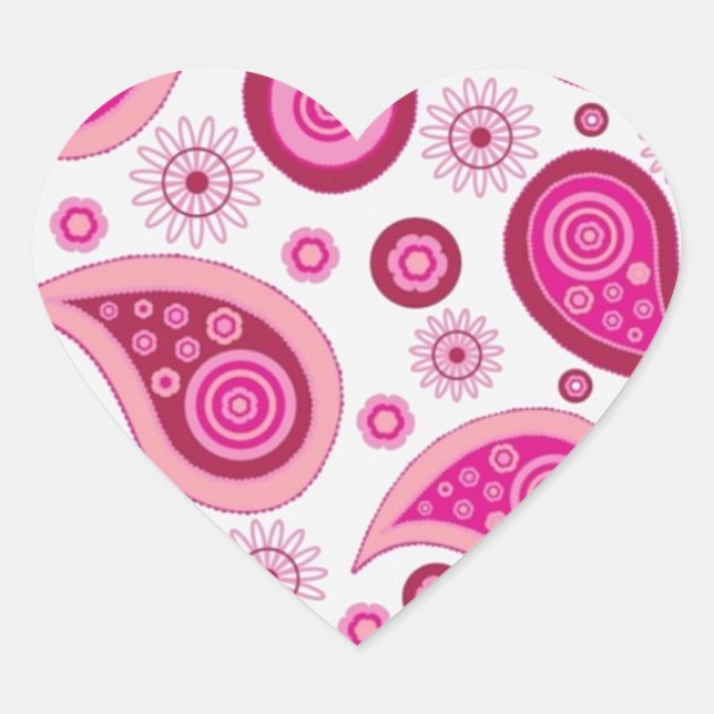 Sticker Cœur Accessoires Motifs Pretty Pink Paisley - ajouter l (Devant)