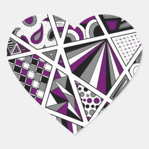 Sticker Cœur Ace Asexuel Pride Zen Doodle