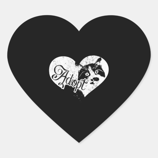 STICKER CŒUR ADOPTER CAT (Devant)