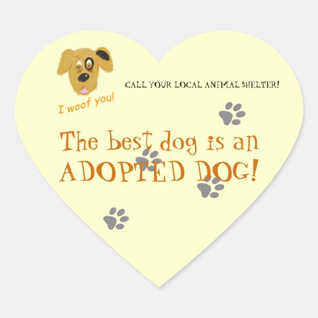 Sticker Cœur Adopter un chien! - Abri animal/Secourt (Devant)