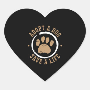 Sticker Cœur Adopter un chien Sauver un animal de vie Secourt d