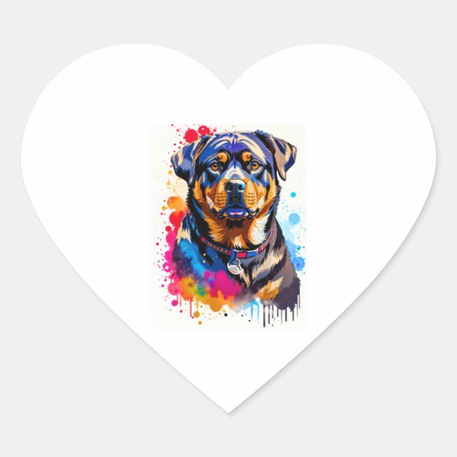 Sticker Cœur Adorable Rottweiler (Devant)