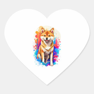 Sticker Cœur Adorable Shiba Inu
