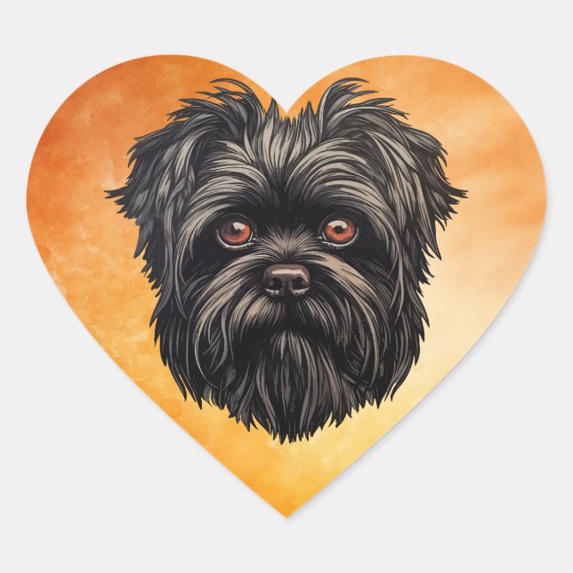 Sticker Cœur Affenpinscher Monkey Dog Affens Terrier (Devant)